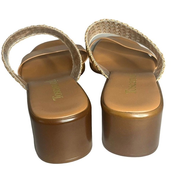 Toscanella Women’s Size 8 Gaucho Sandals Slides Raffia Chunky Heel Italy NEW - Picture 6 of 12